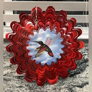 Red Hummingbird Garden Wind Spinner